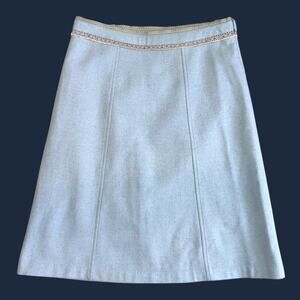 Gap A-Line Wool Blend Blue Geometric Fringe skirt Size 6